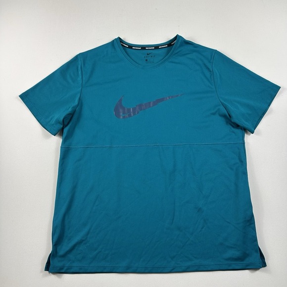 Nike Running Shirt Dry Short Sleeve Mesh Teal Top Mens XL CJ5386-379‎ Active Gym - Picture 1 of 8